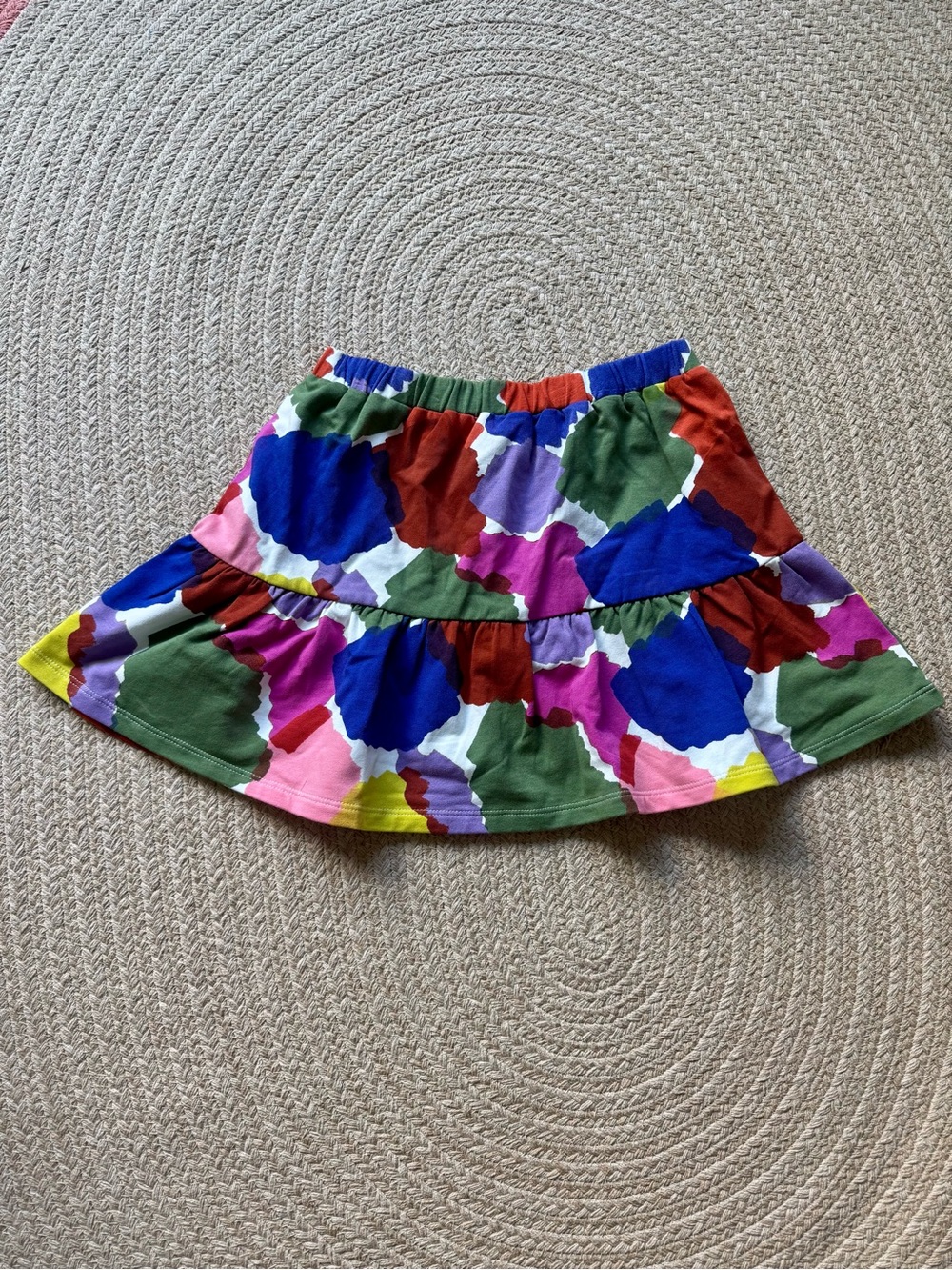 Mini Boden Colorful Abstract Tiered Skirt, Size 9-10